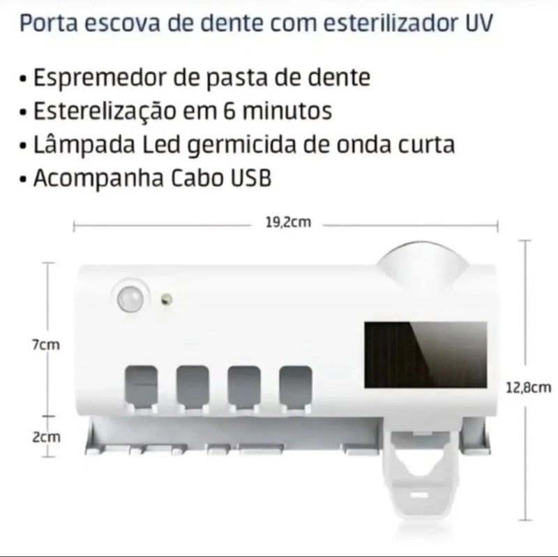 Suporte Para Escova De Dentes Com Luz UV Antibacteriano